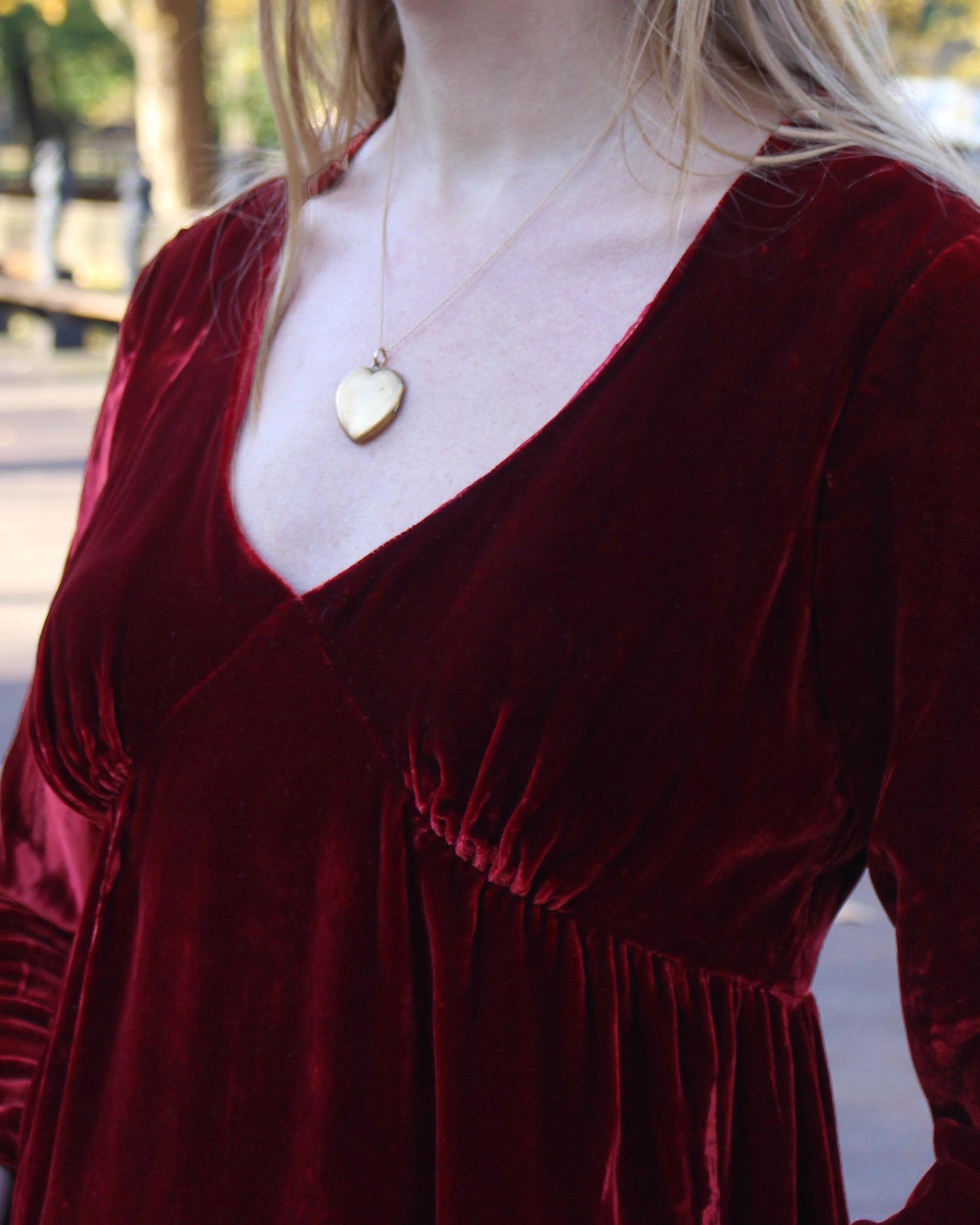Vintage 1930s Long Sleeve Red Velvet Dress
