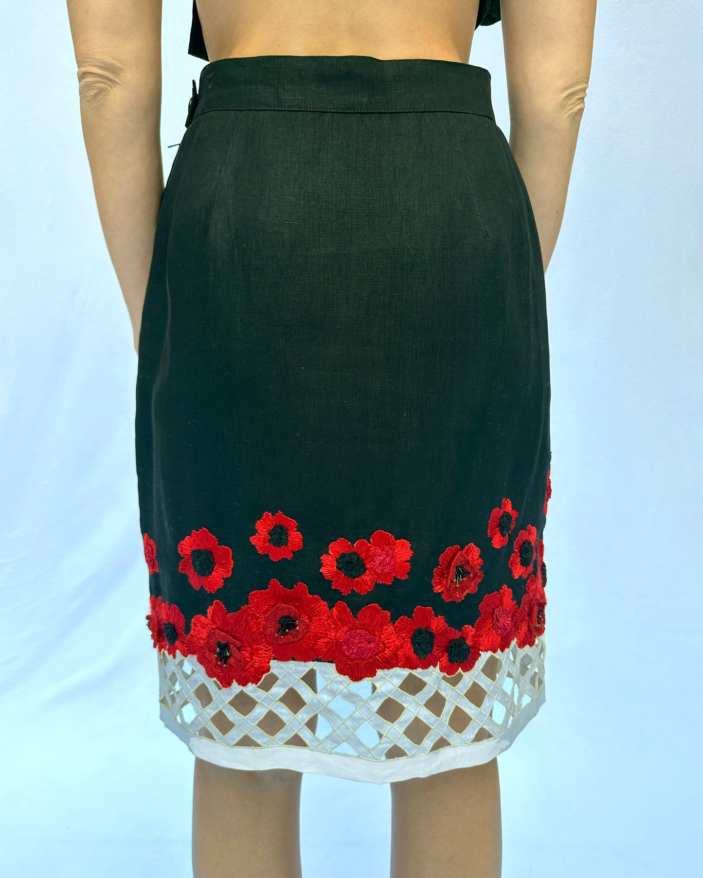 Vintage Roccobarocco Floral Embellished Skirt