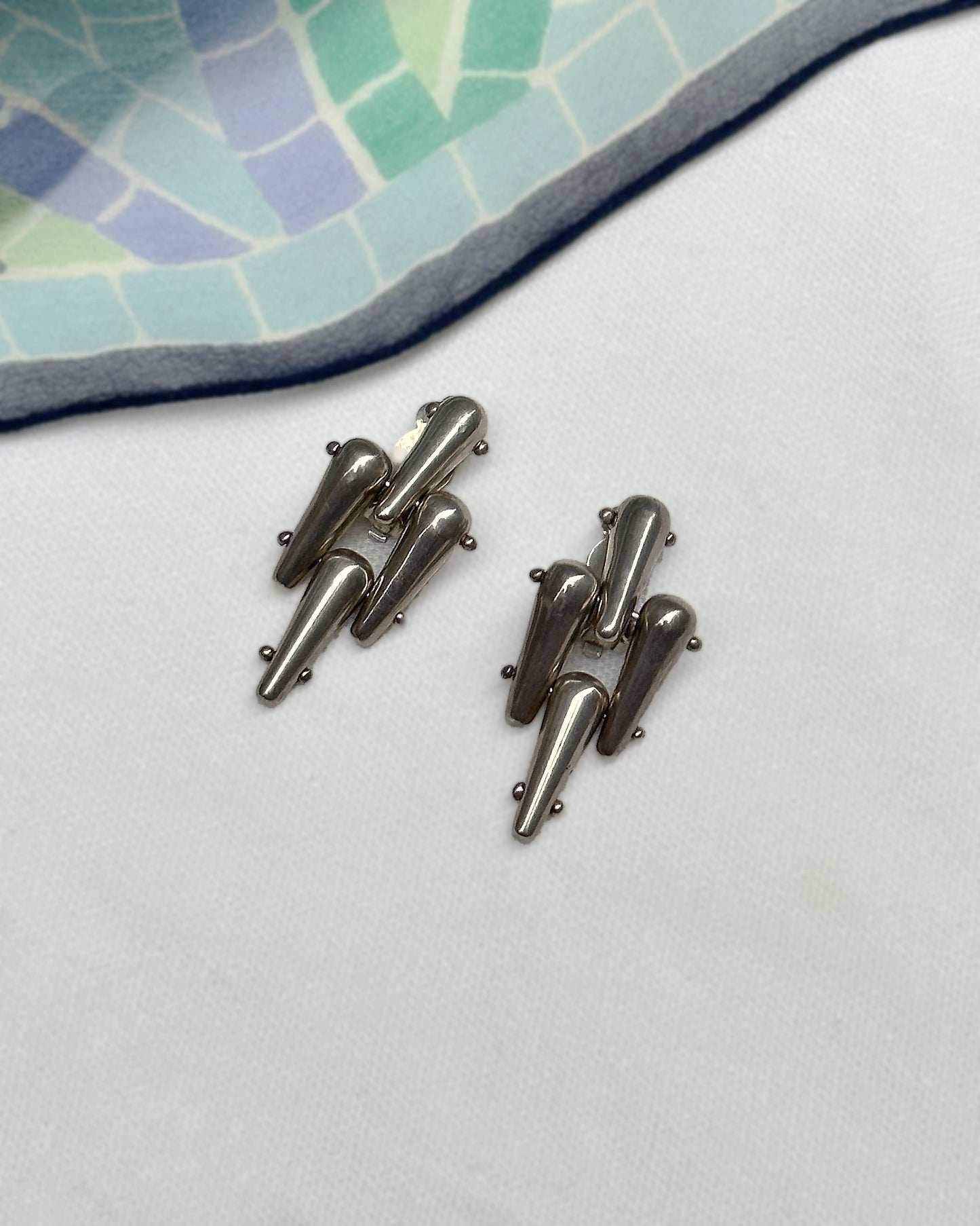 Vintage Brutalist Silver Earrings
