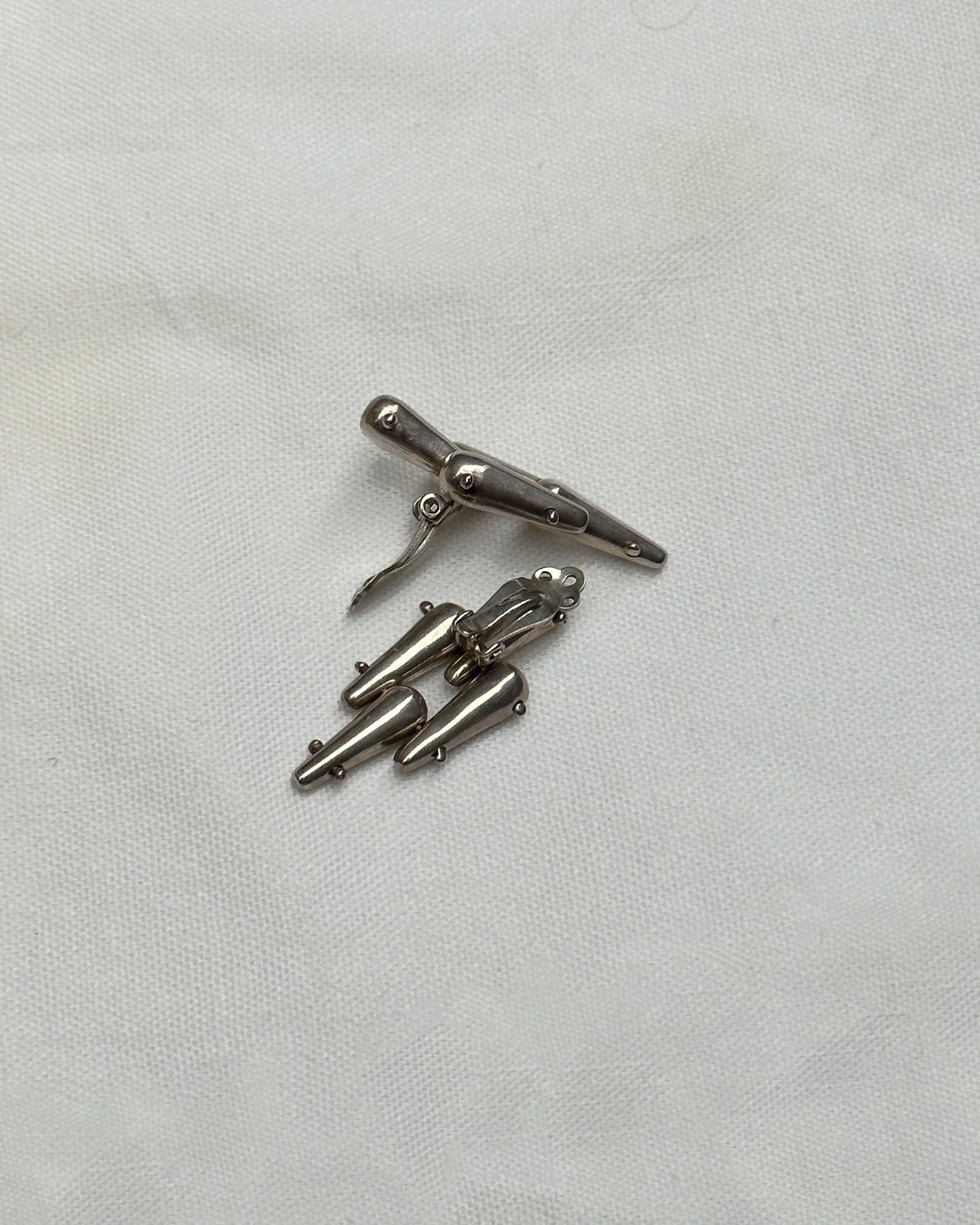 Vintage Brutalist Silver Earrings