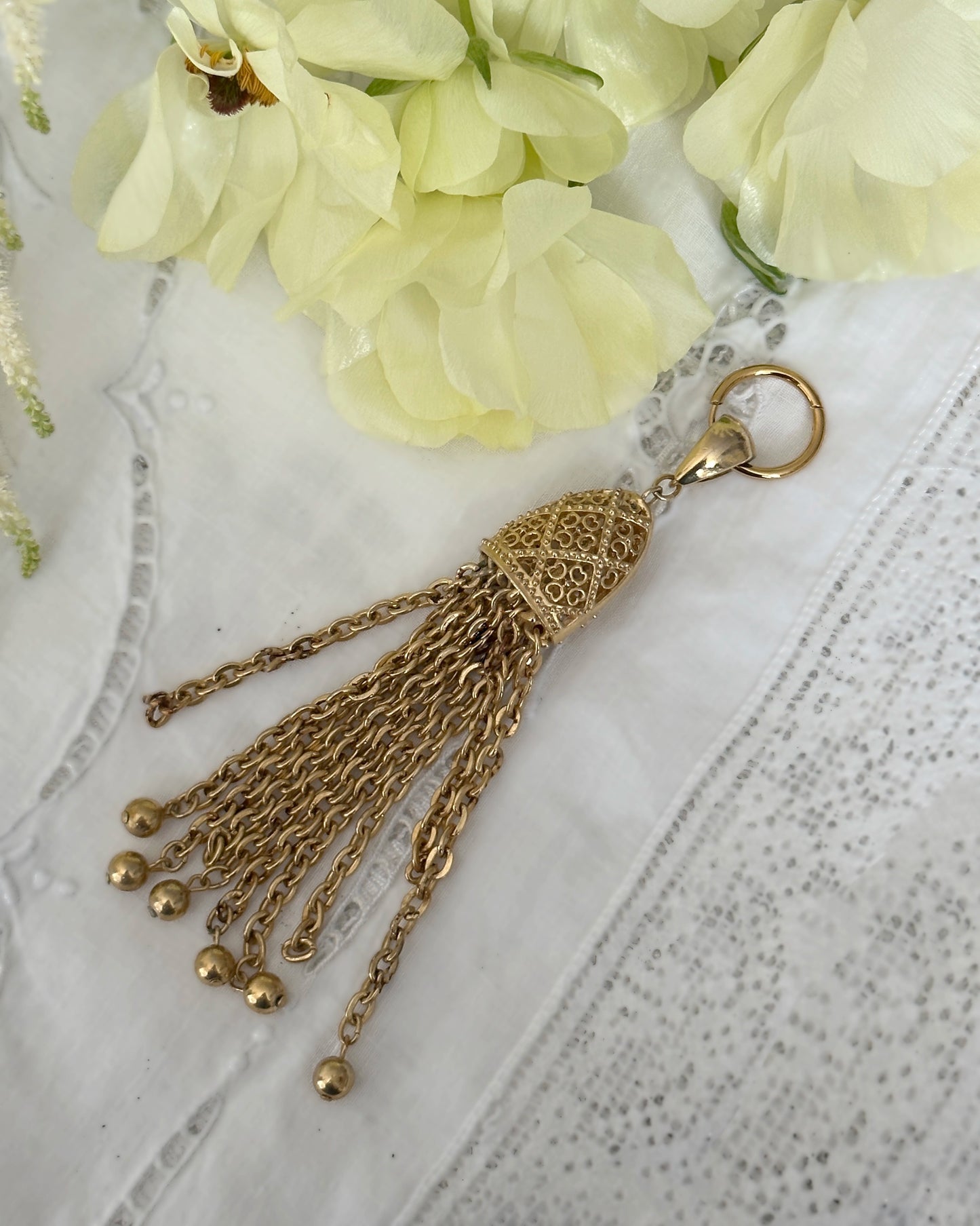 Vintage Gold Tassel Statement Earring/Pendant