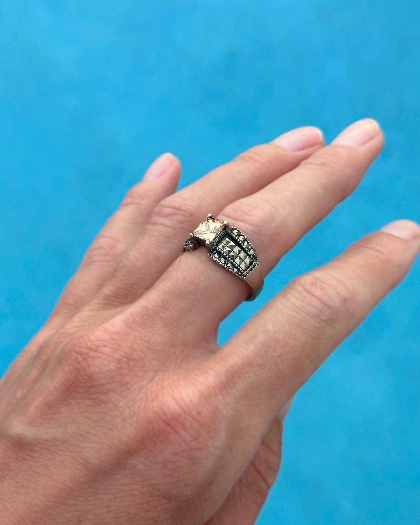 Vintage Sterling Silver Gemstone Ring