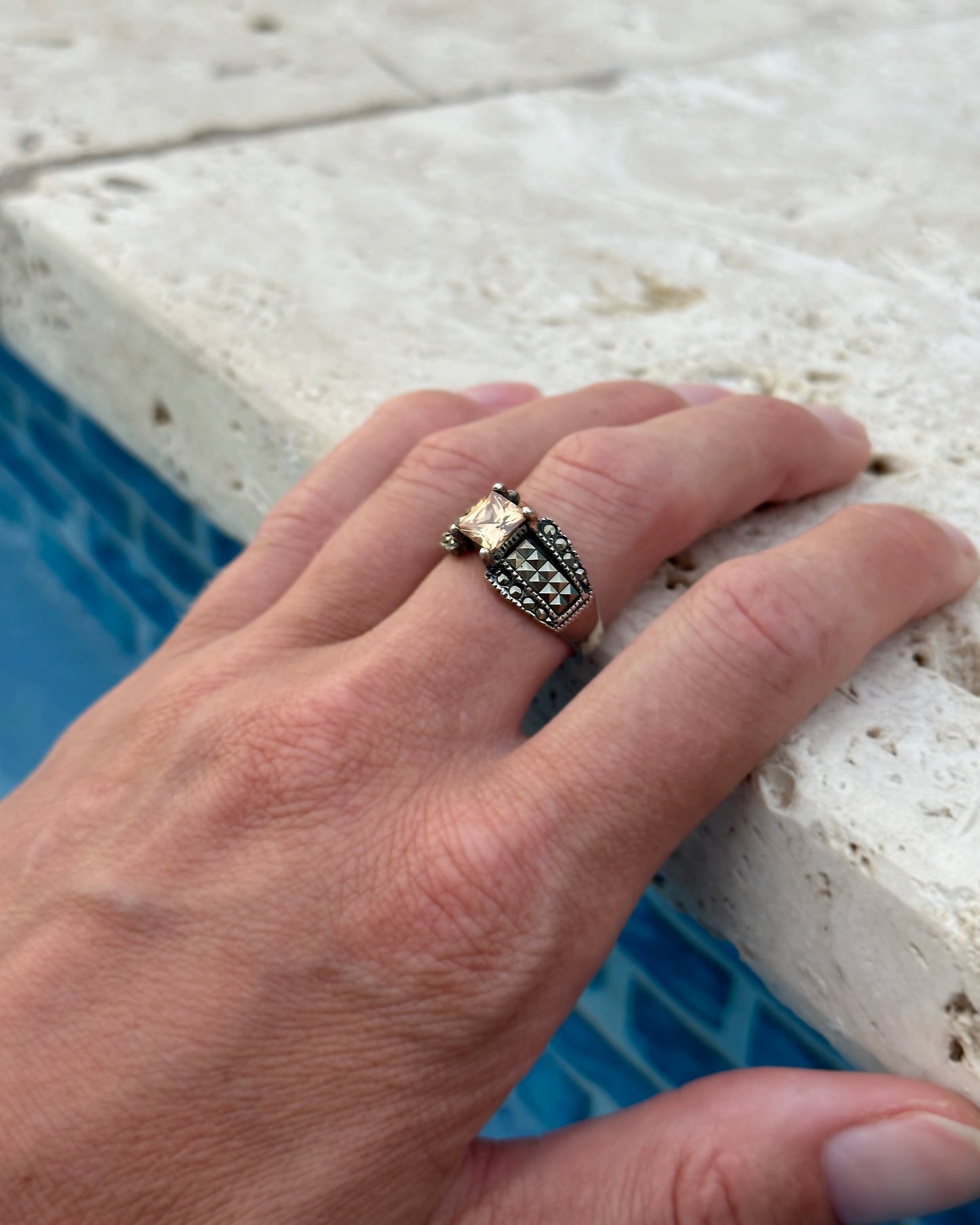 Vintage Sterling Silver Gemstone Ring