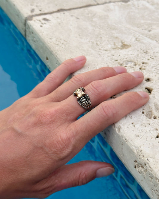 Vintage Sterling Silver Gemstone Ring