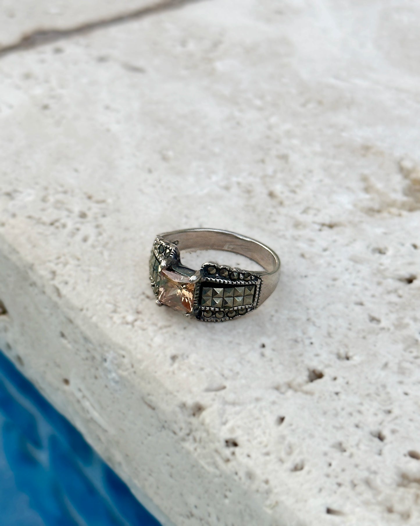 Vintage Sterling Silver Gemstone Ring