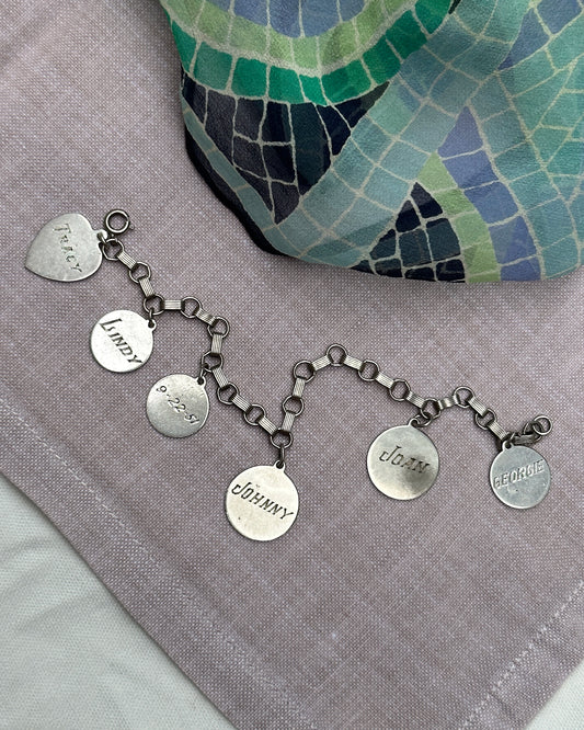 Vintage Sterling Silver Nameplate Charm Bracelet