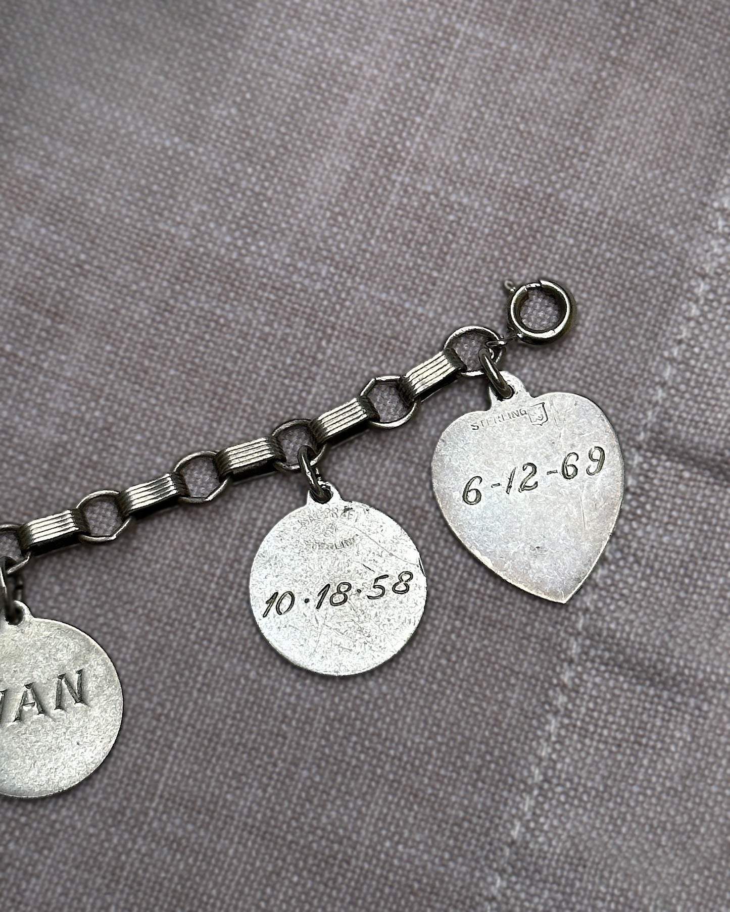 Vintage Sterling Silver Nameplate Charm Bracelet