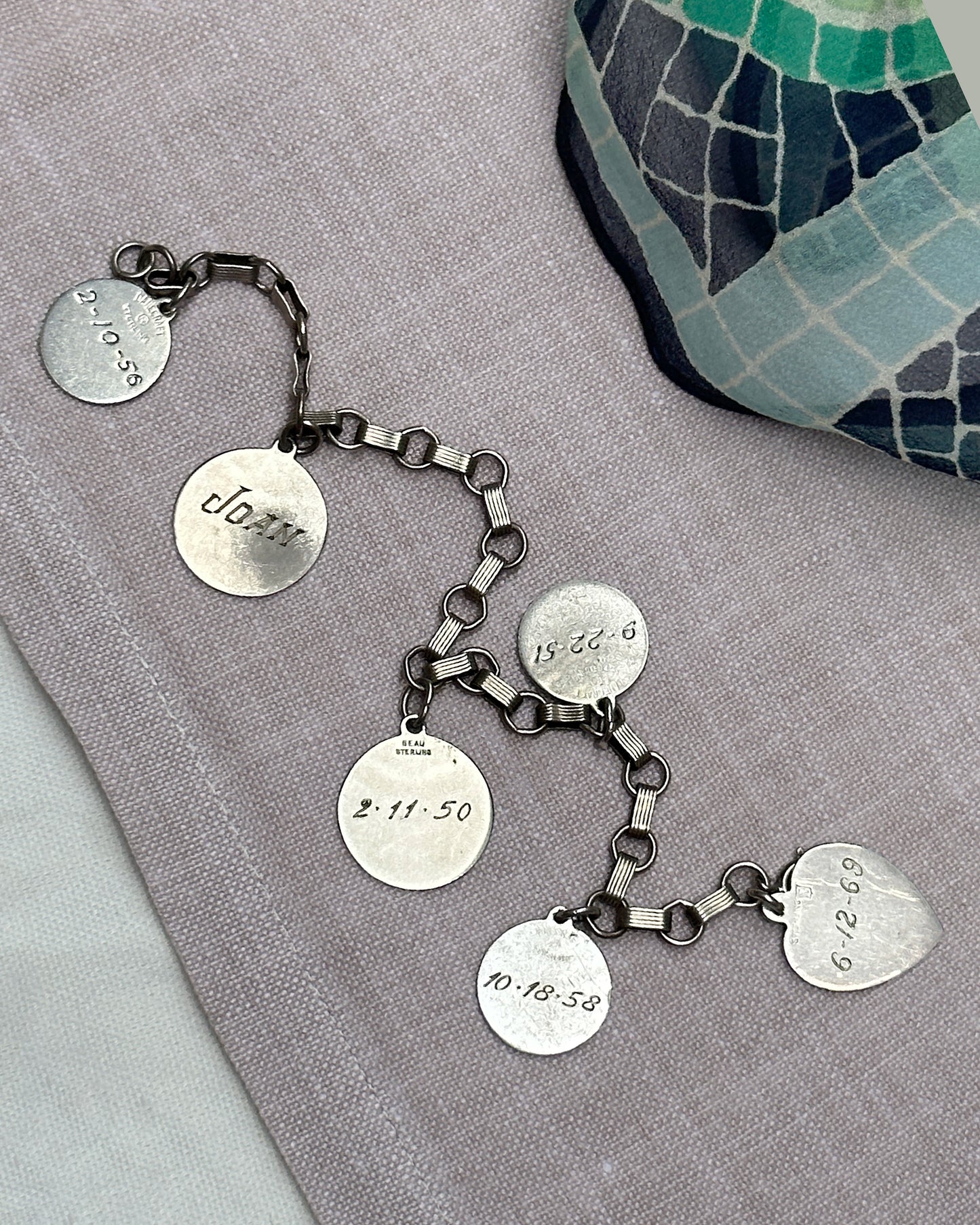 Vintage Sterling Silver Nameplate Charm Bracelet