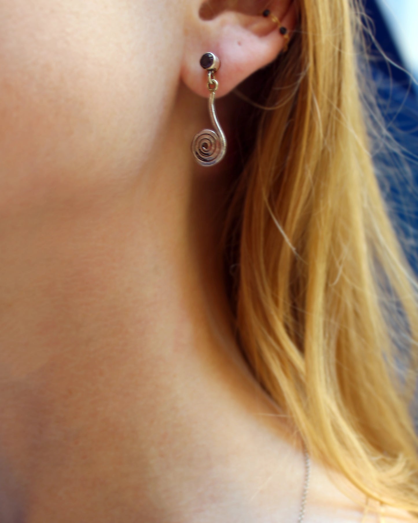 Vintage Silver Spiral Drop Earrings