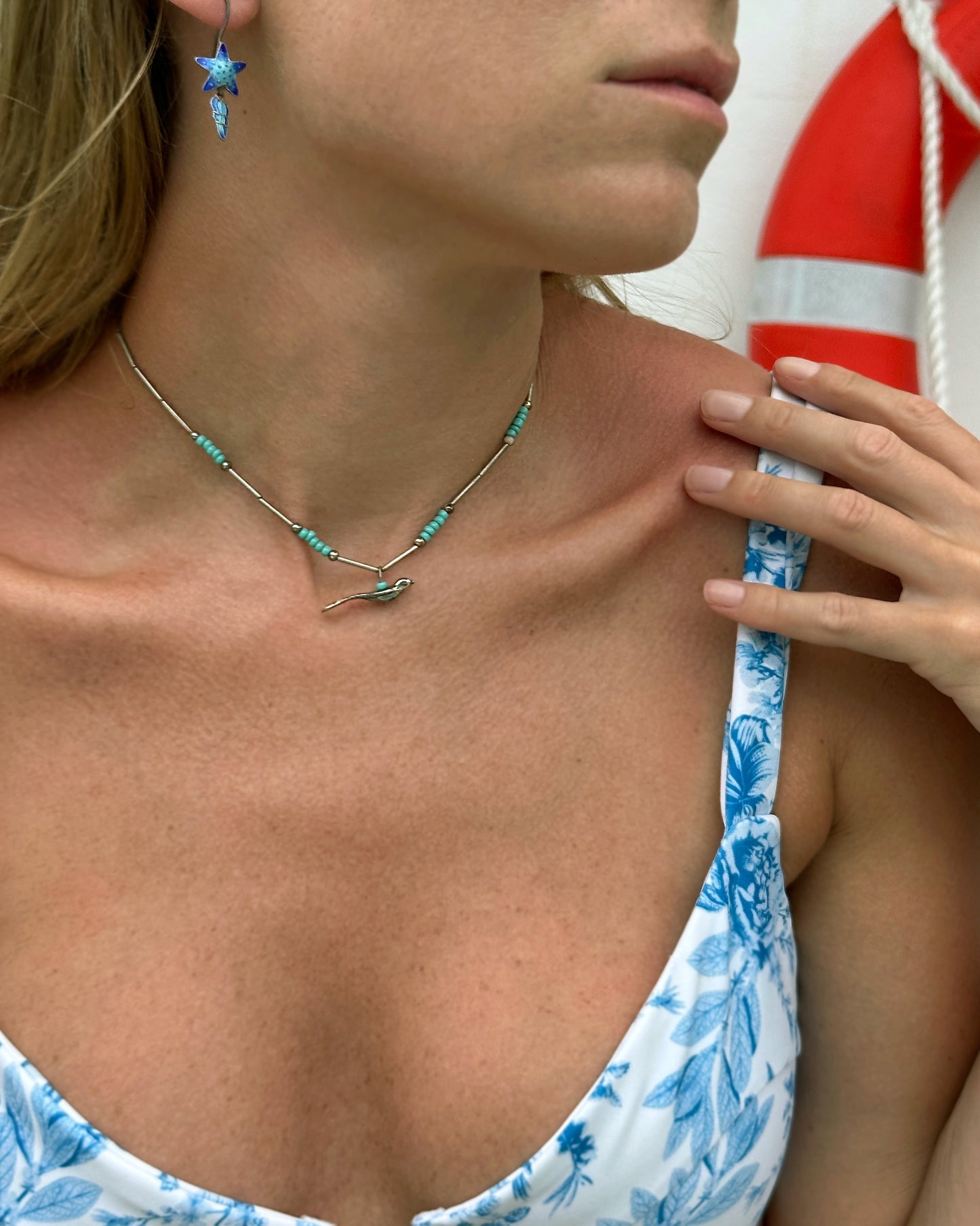 Vintage Sterling Silver Bird Choker