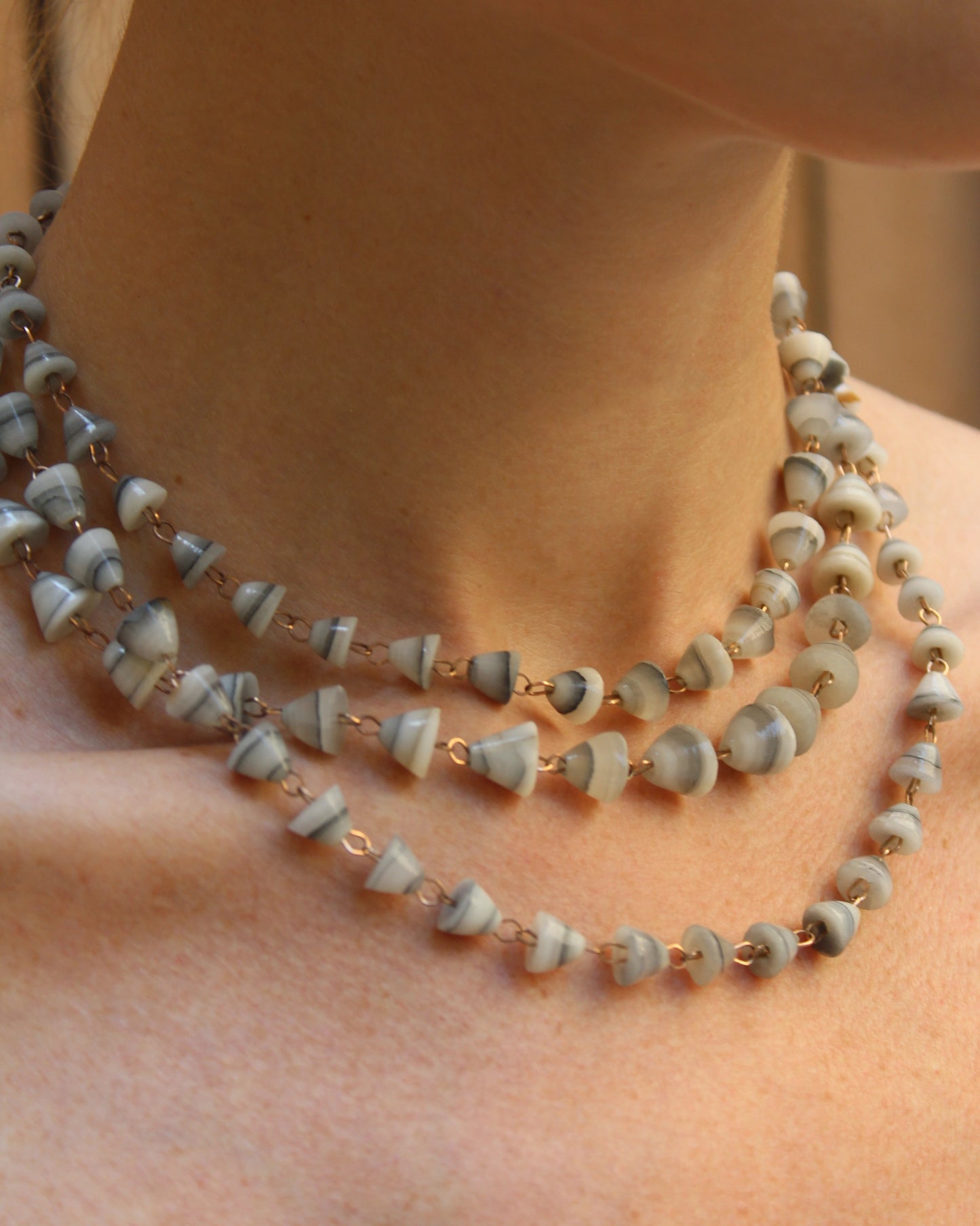 Vintage Agate Gemstone Bead Necklace