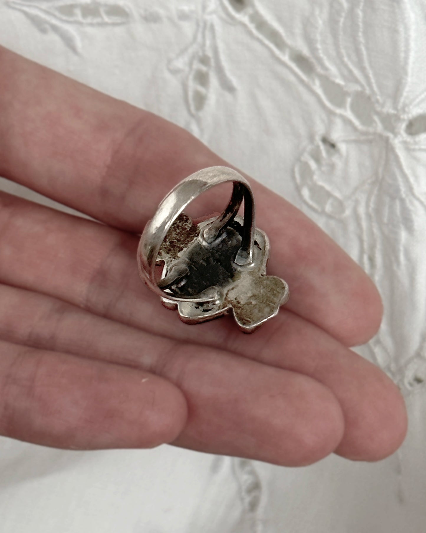Vintage Artisanal Turquoise Ring In Sterling Silver