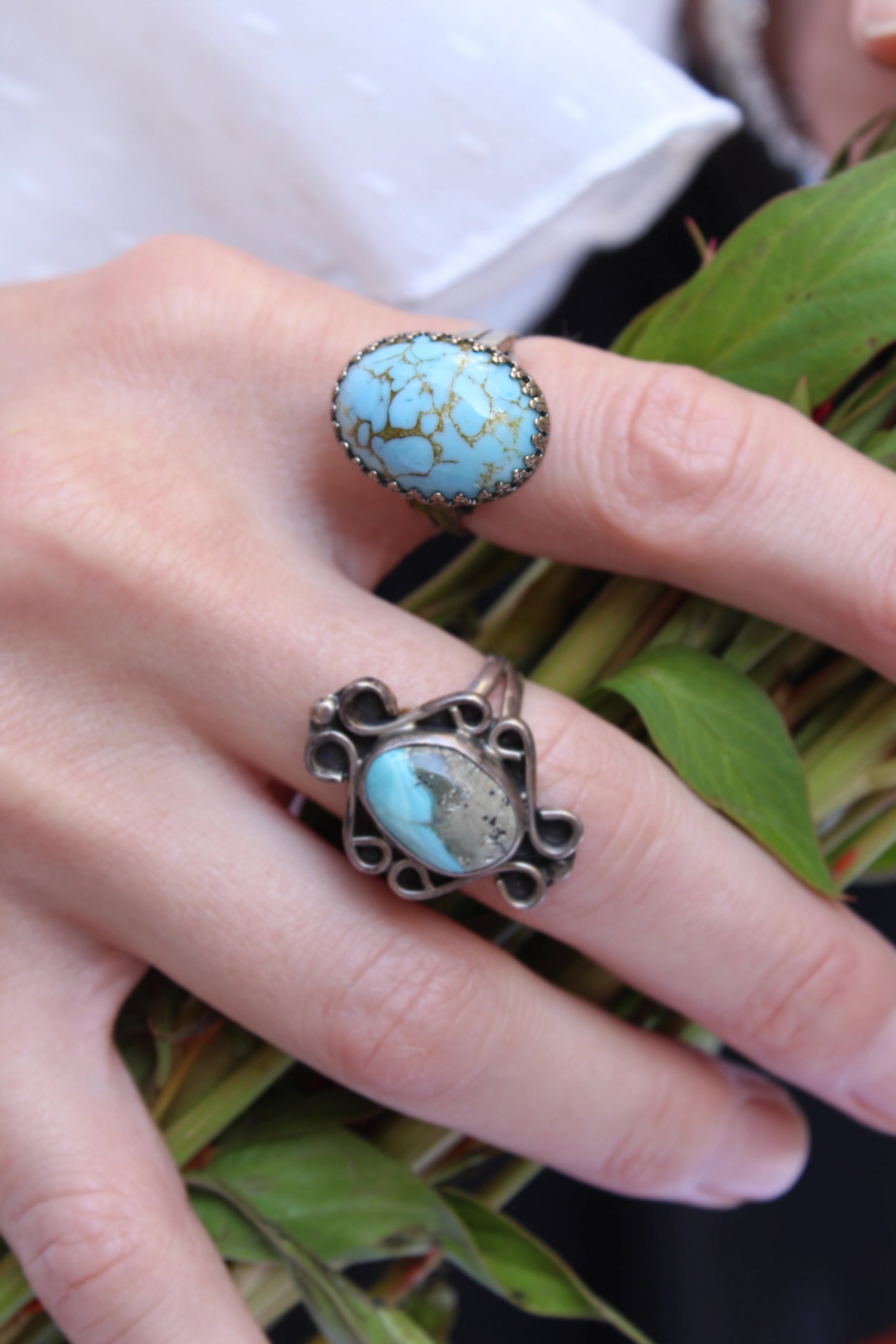 Vintage Turquoise And Sterling Silver Cocktail Ring