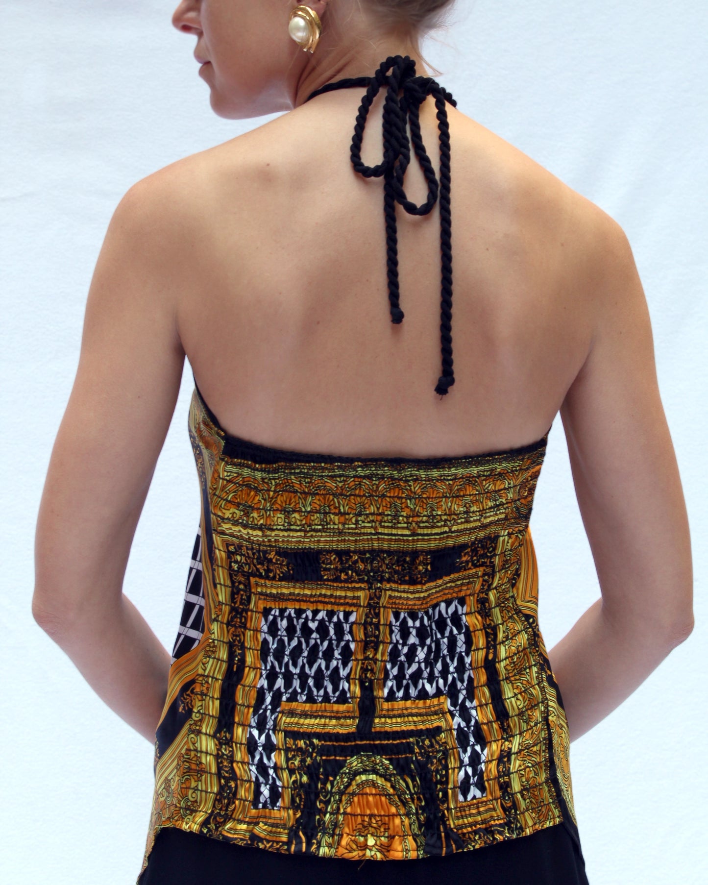 Vintage 90s Handkerchief Halter Top, in the style of Versace
