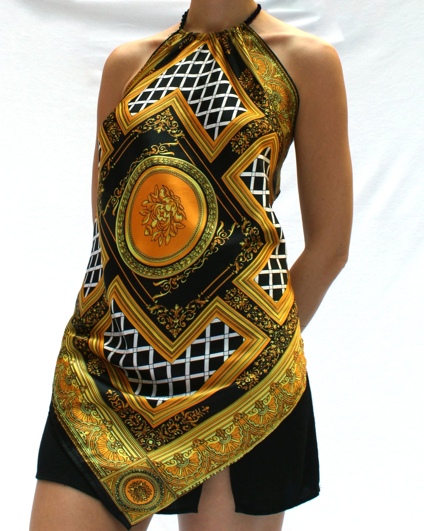 Vintage 90s Handkerchief Halter Top, in the style of Versace