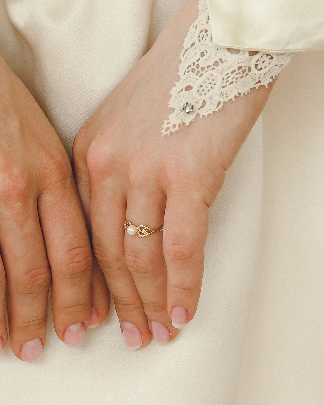 Vintage 14k Gold, Diamond, & Pearl Ring