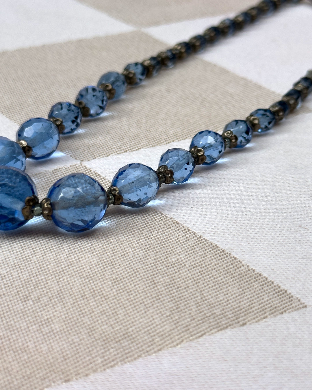Vintage 1930s Art Deco Blue Cut-Crystal Glass Choker