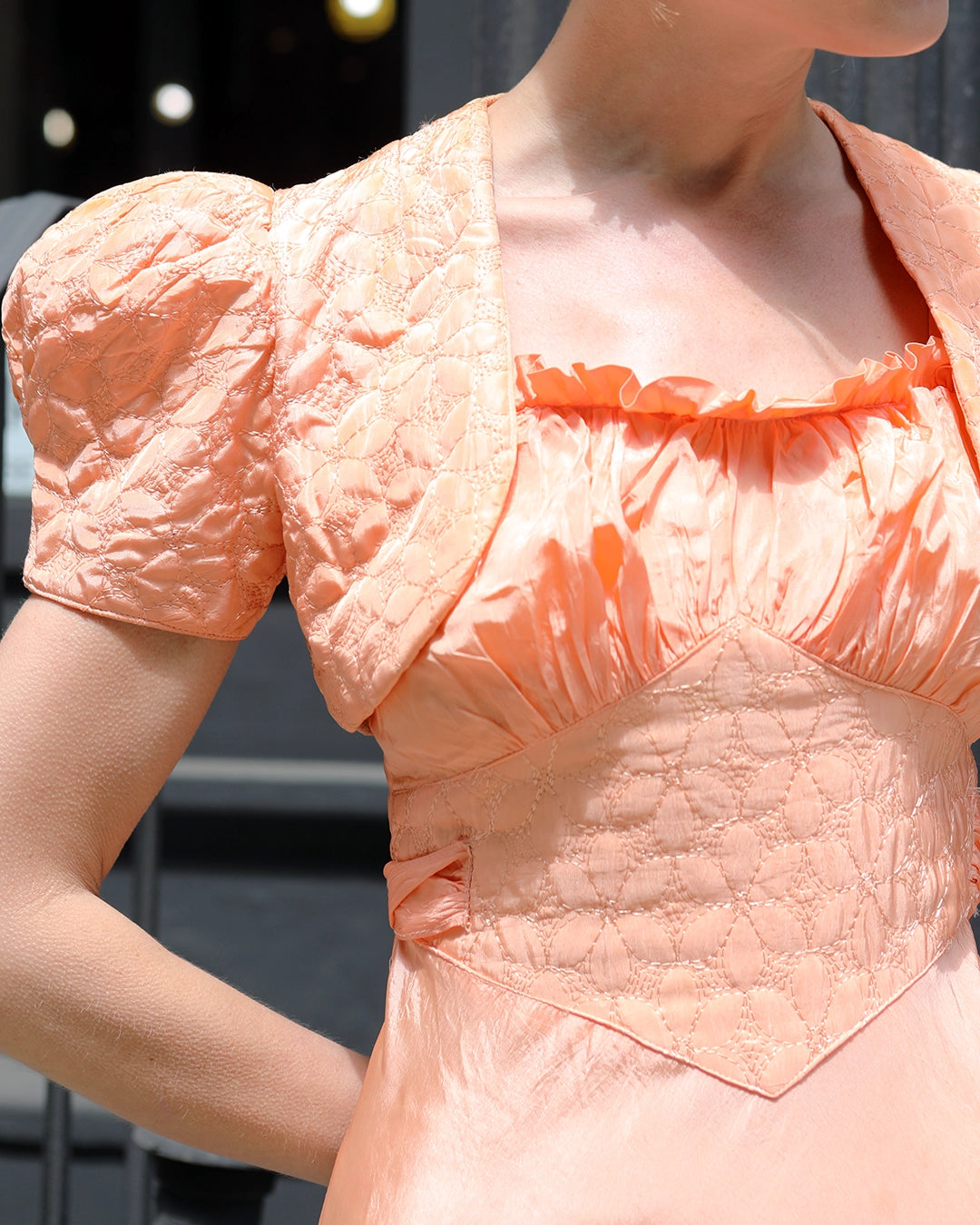 Vintage 1930s Bias-Cut Slip Dress With Matching Puff-Sleeve Bolero