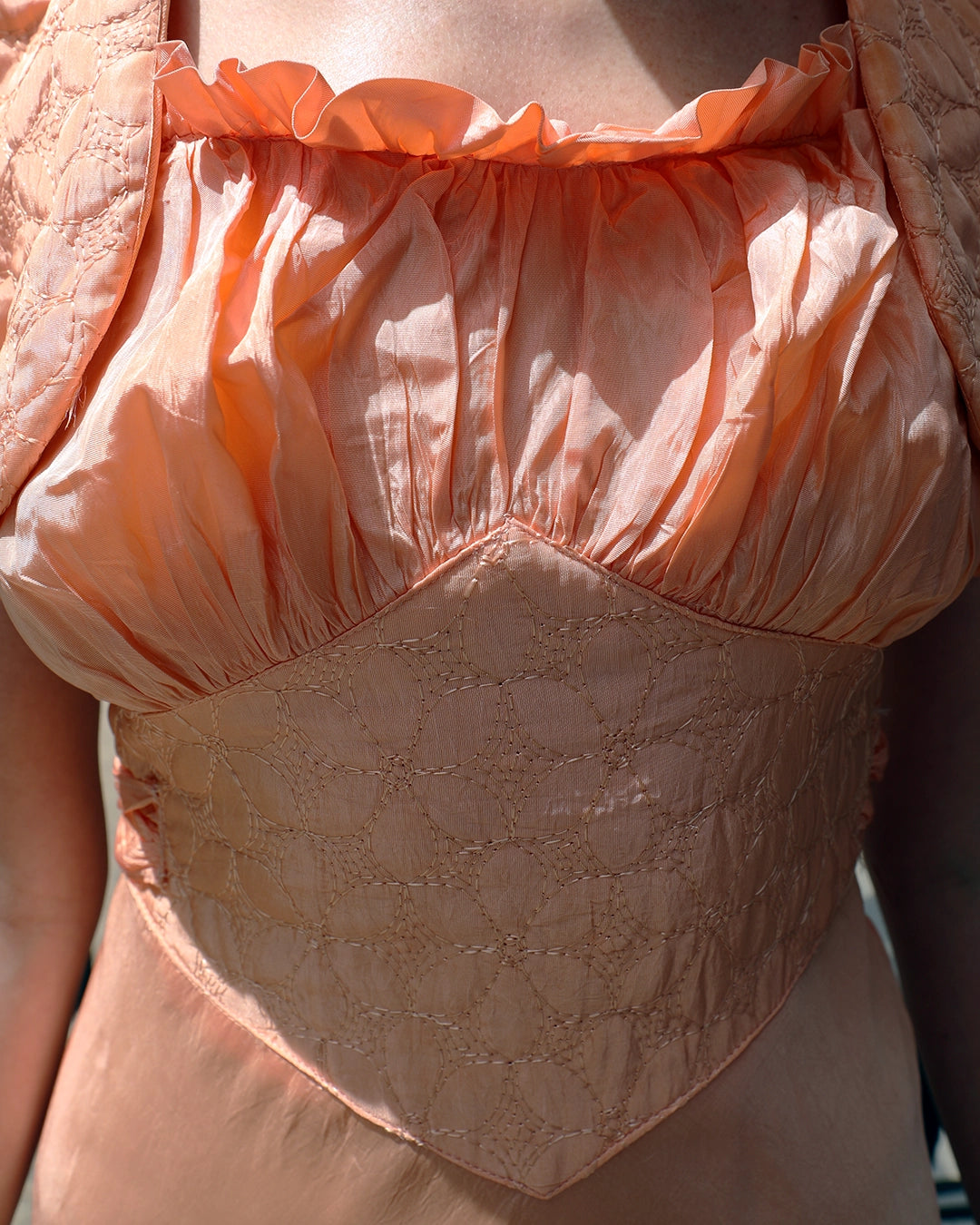 Vintage 1930s Bias-Cut Slip Dress With Matching Puff-Sleeve Bolero