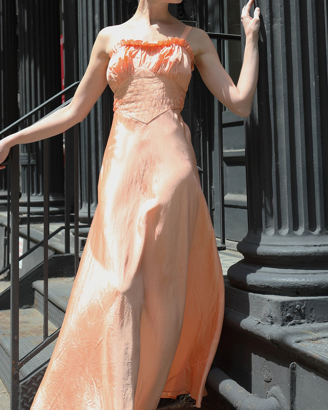 Vintage 1930s Bias-Cut Slip Dress With Matching Puff-Sleeve Bolero