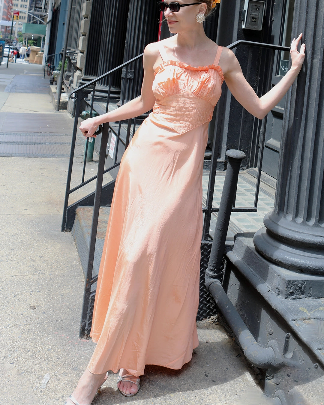 Vintage 1930s Bias-Cut Slip Dress With Matching Puff-Sleeve Bolero
