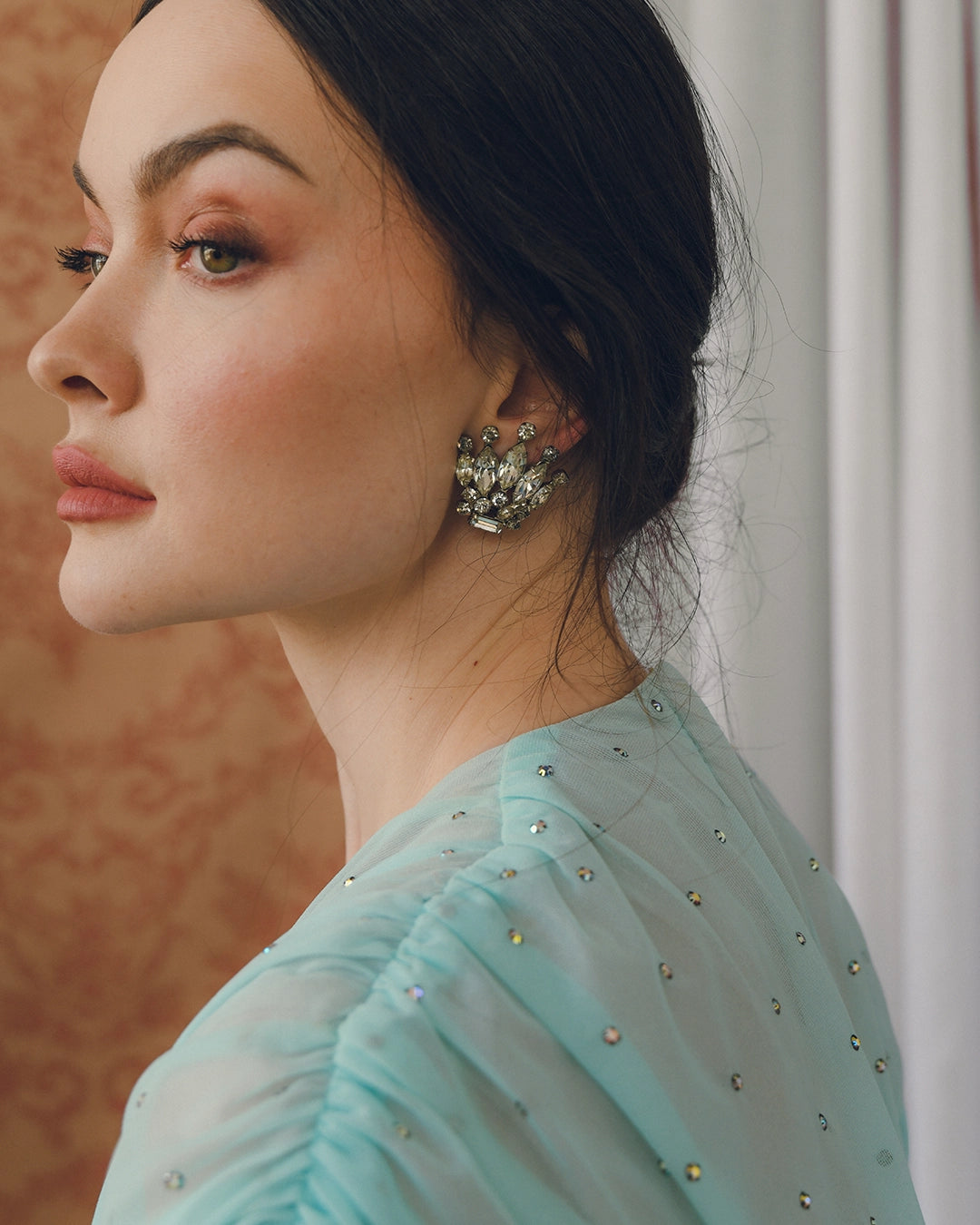 Vintage 1950s Diamanté Crown Earrings