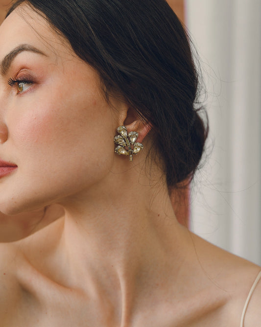 Vintage 1950s Botanical Diamanté Earrings