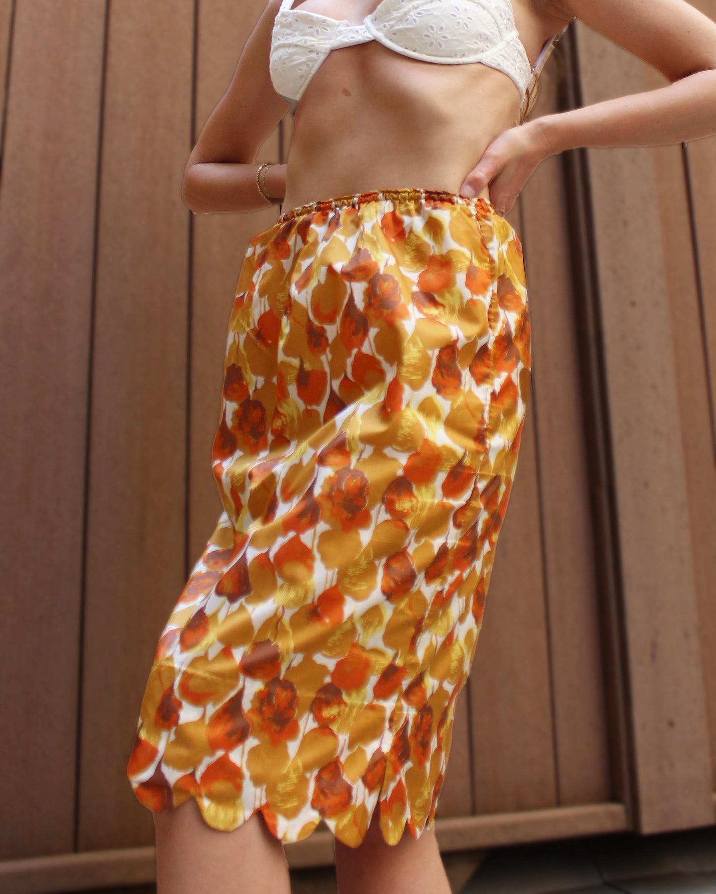 Vintage 1950s Floral Slip Skirt (Pillow Tab)