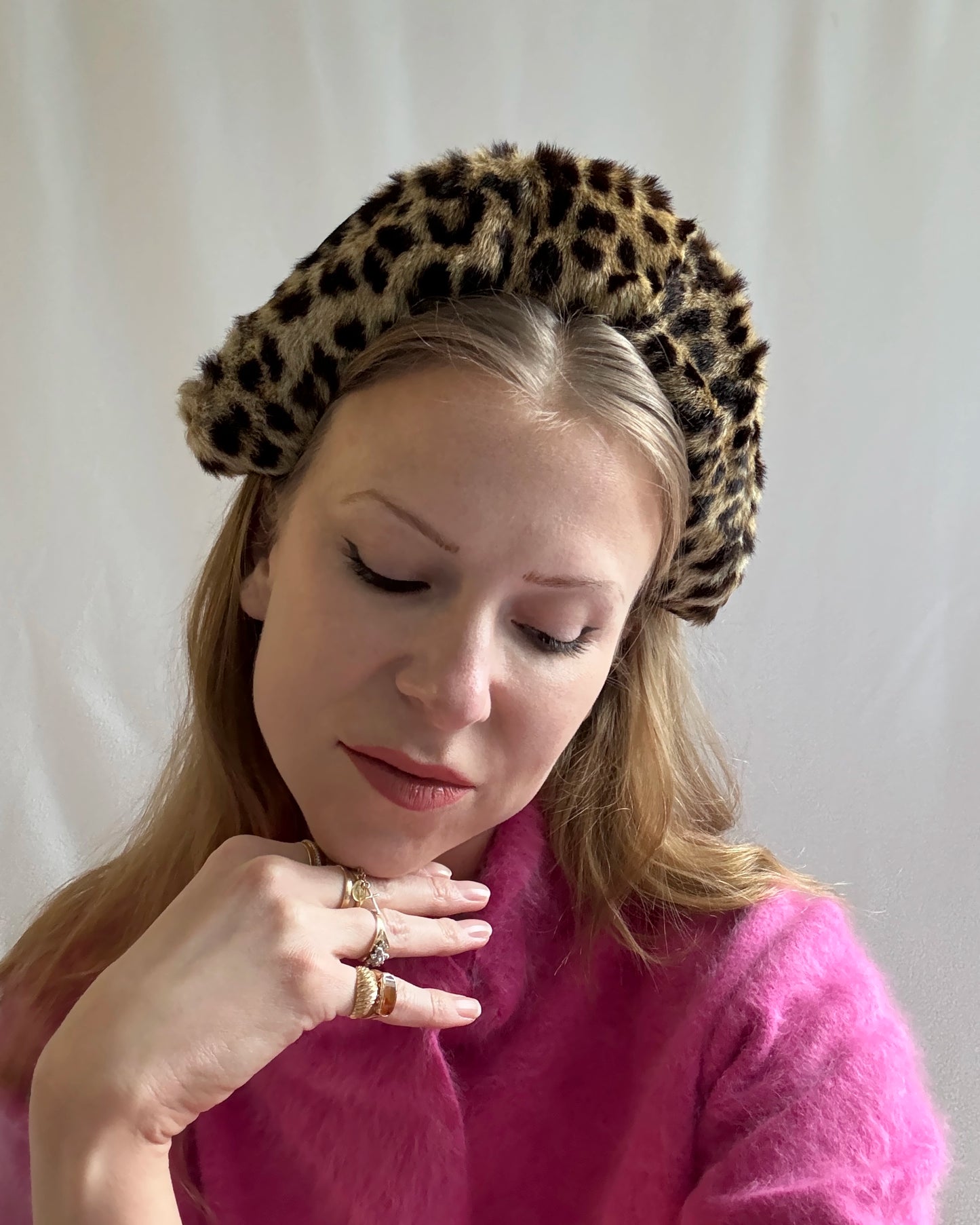 Vintage 1940s Leopard Print Headband Hat
