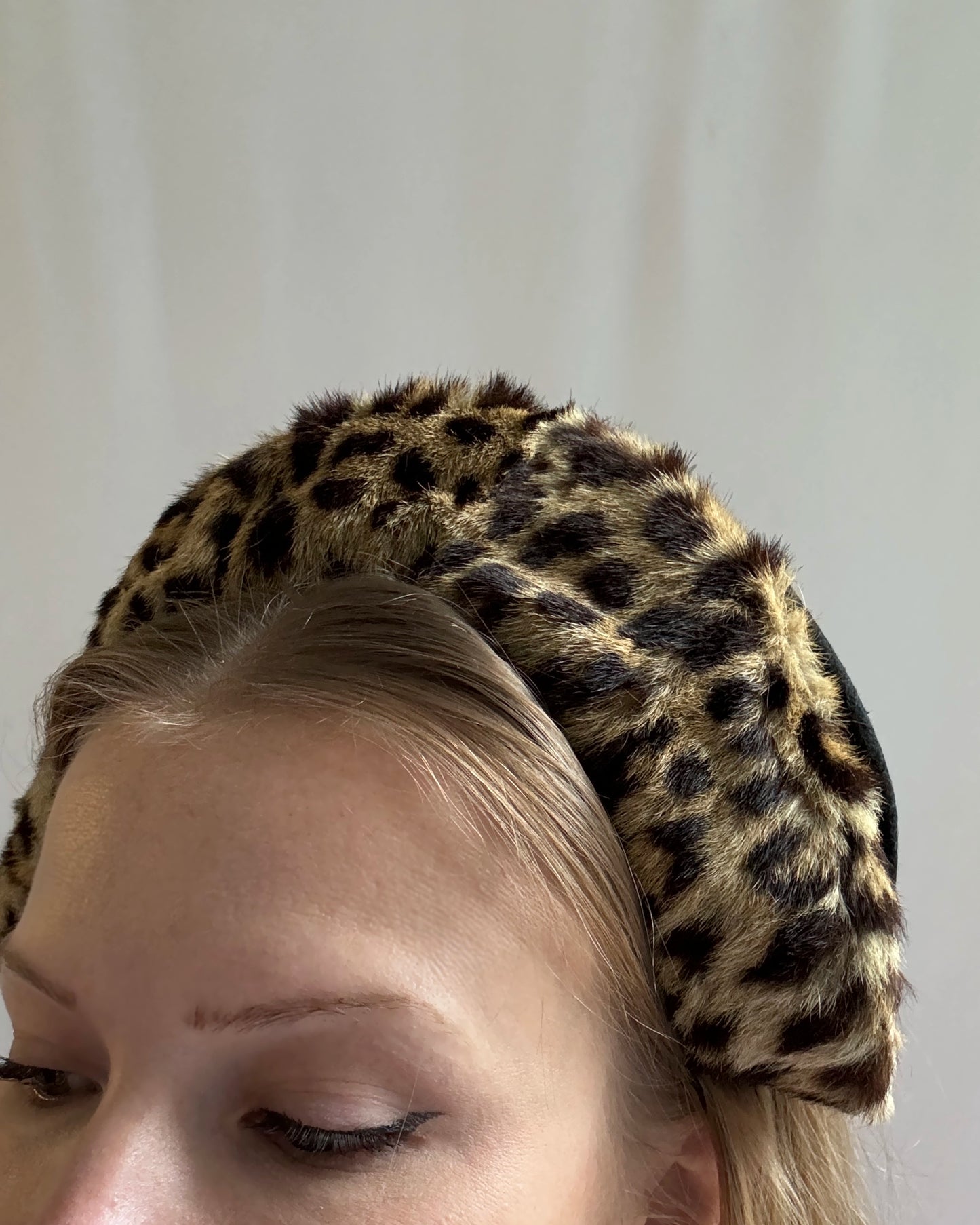 Vintage 1940s Leopard Print Headband Hat