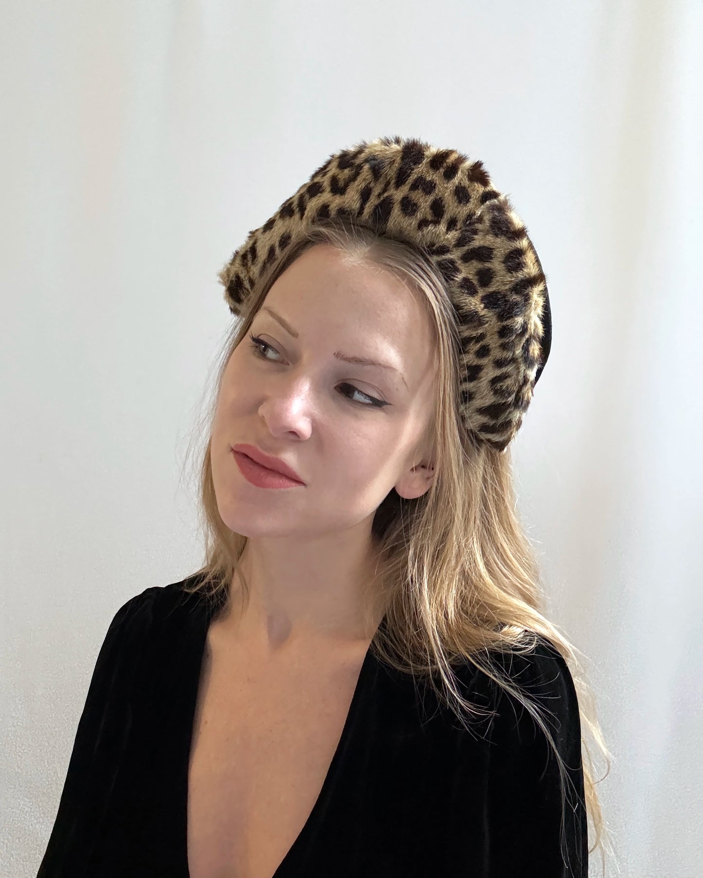 Vintage 1940s Leopard Print Headband Hat