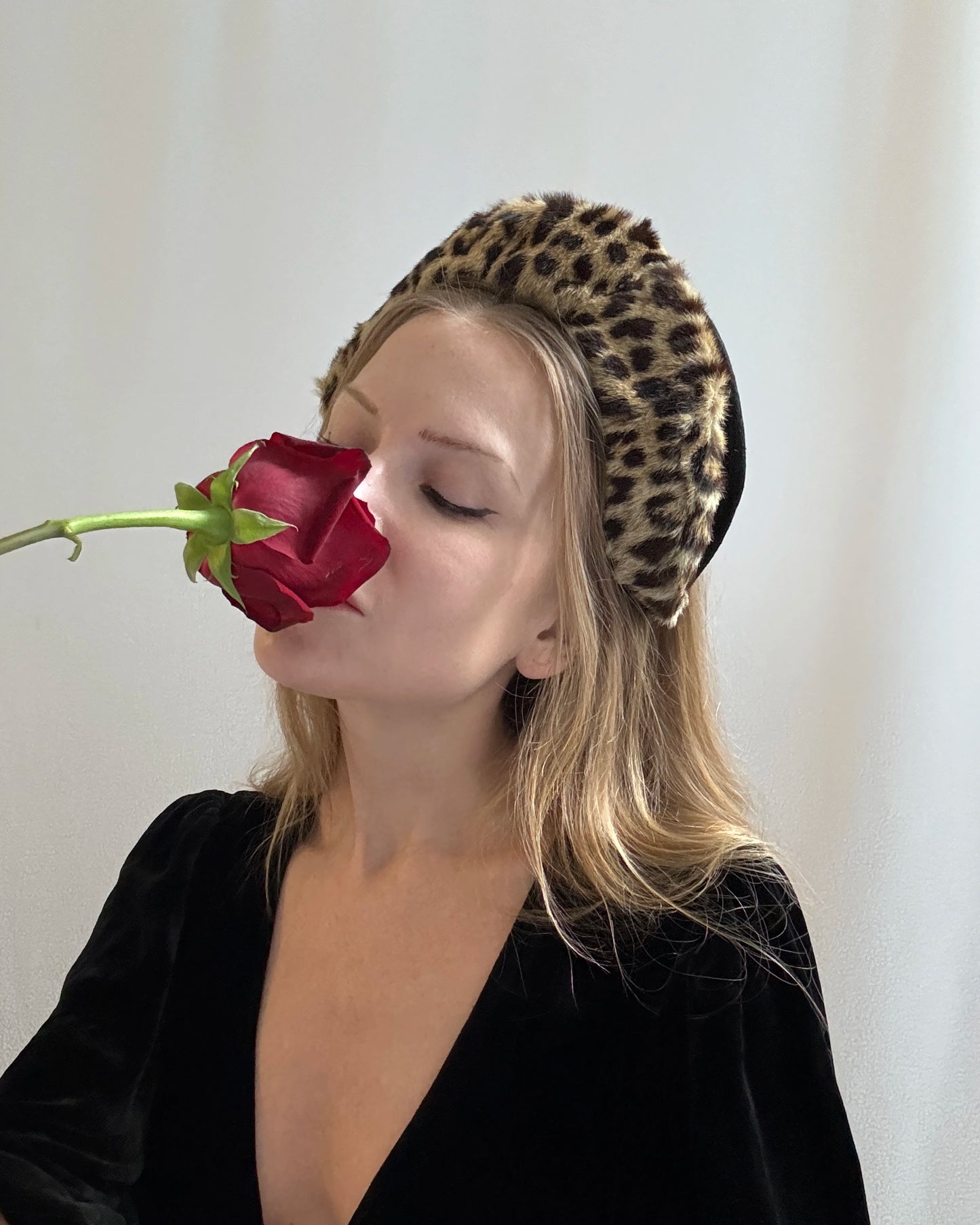Vintage 1940s Leopard Print Headband Hat