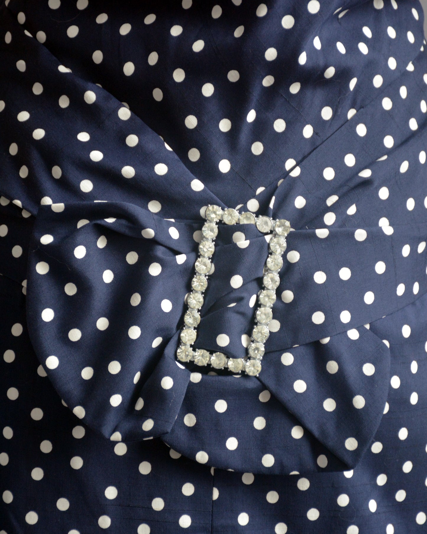 Vintage 1950s Polka Dot Bow Back Wiggle Dress, Deadstock