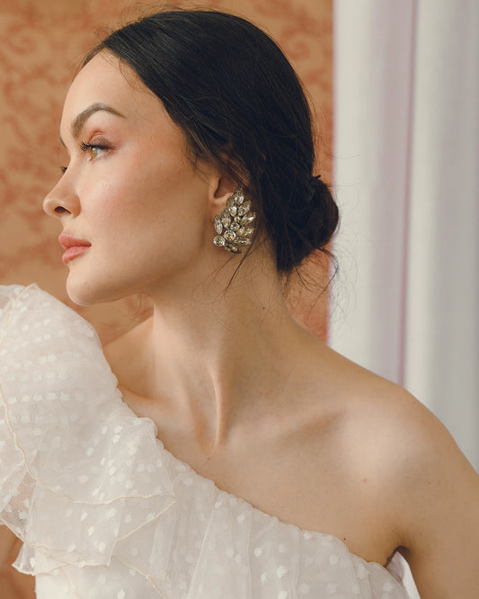 Vintage 1950s Statement Diamanté Earclips