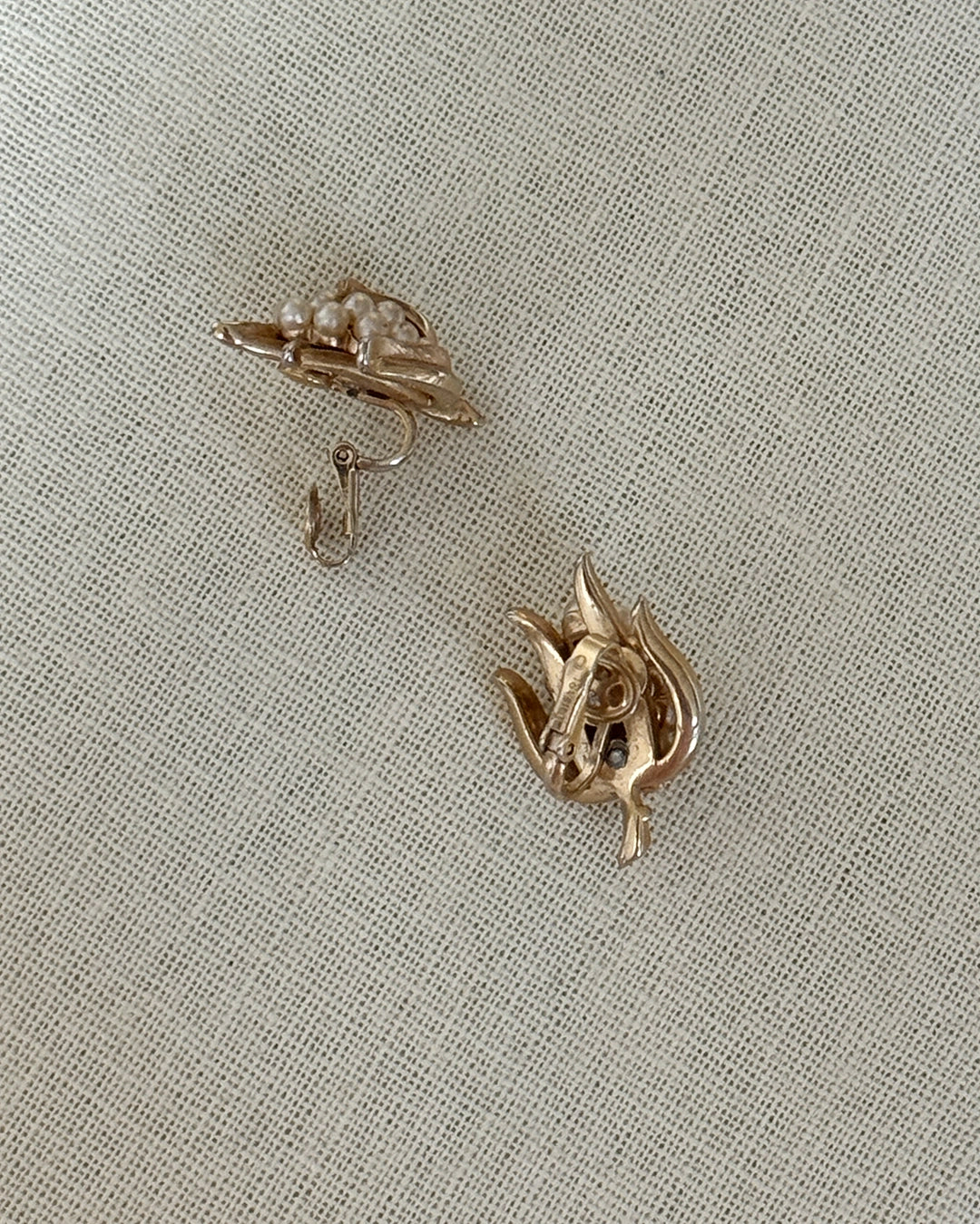 Vintage 1950s Trifari Lily Of The Valley Flower Earrings