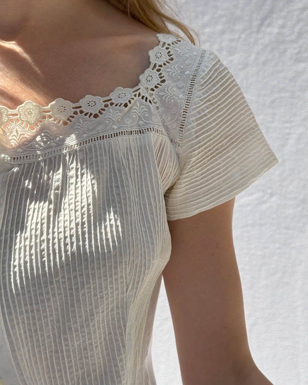 Vintage 1950s White Pintucked Blouse