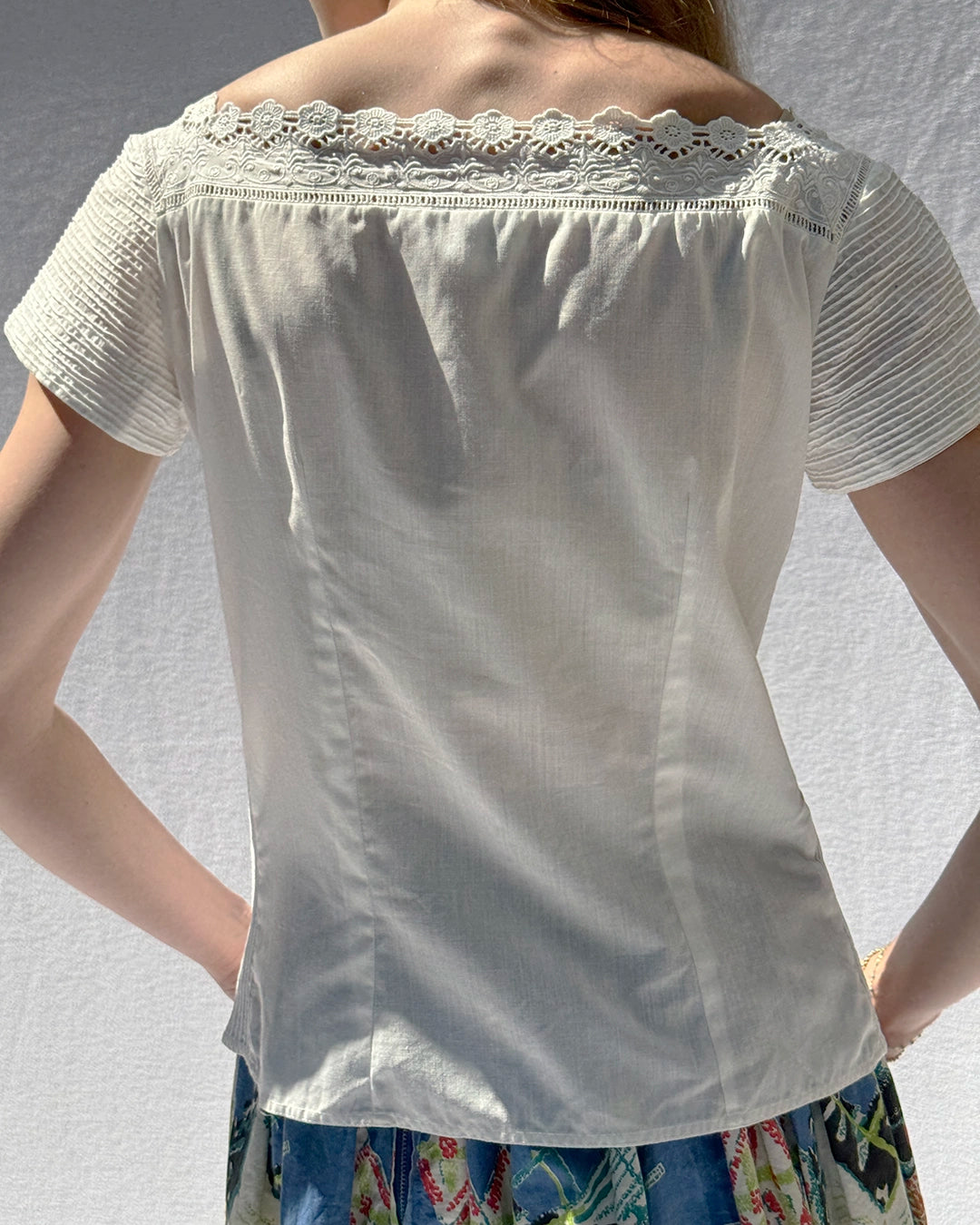 Vintage 1950s White Pintucked Blouse