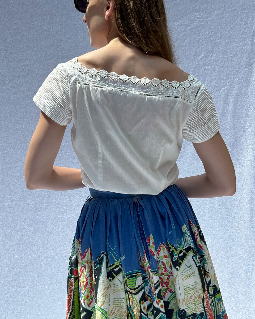 Vintage 1950s White Pintucked Blouse