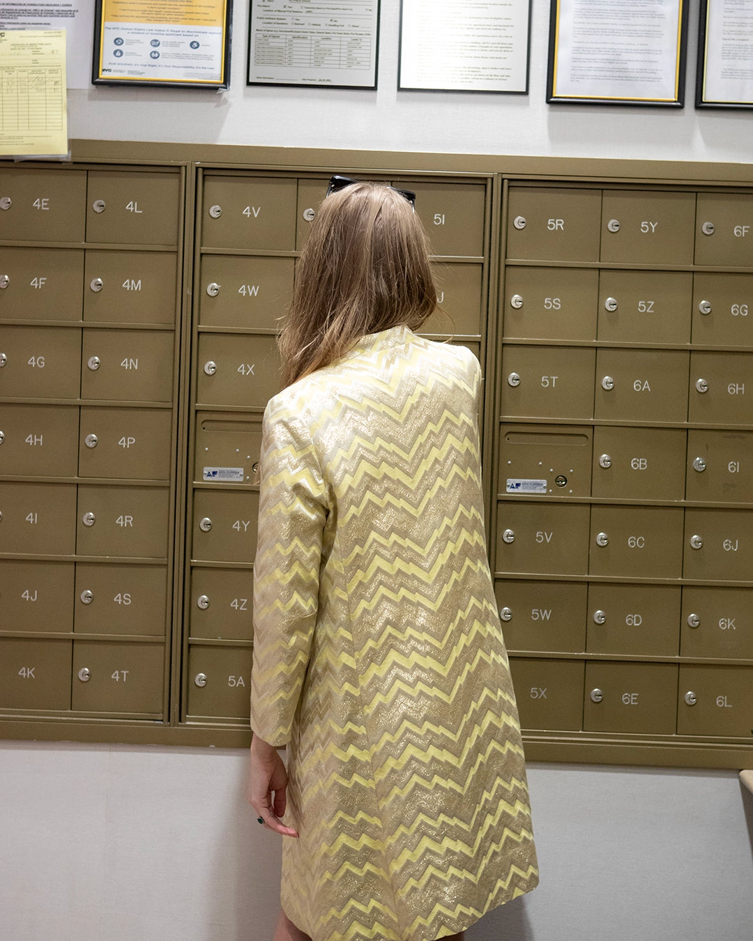 Vintage 1960s Chevron Print Lamé Dress Coat