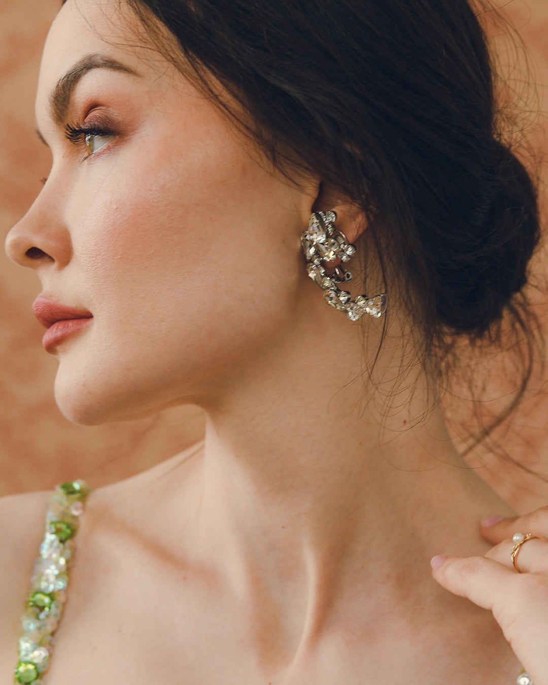 Vintage 1960s Diamanté Arc Earrings