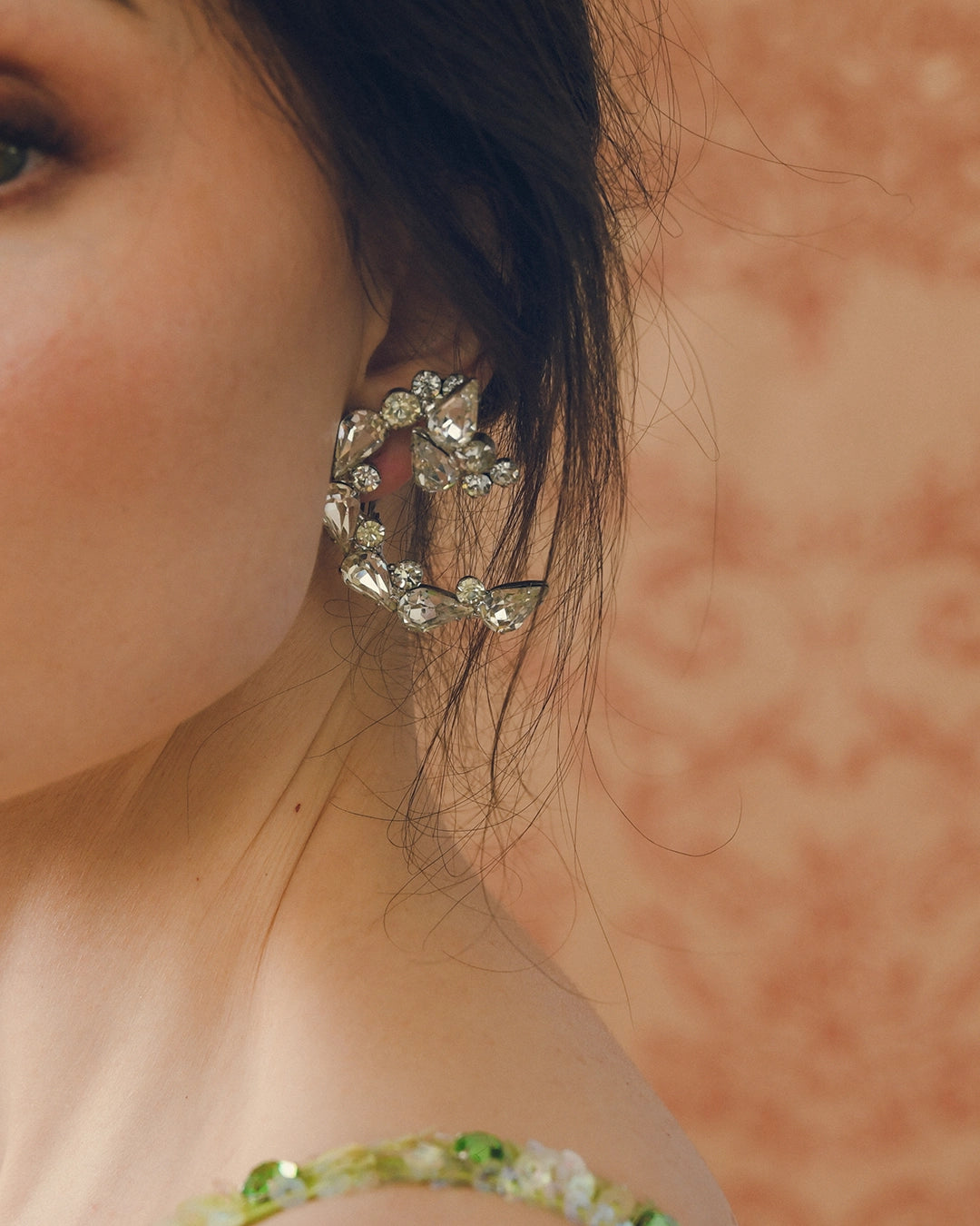 Vintage 1960s Diamanté Arc Earrings