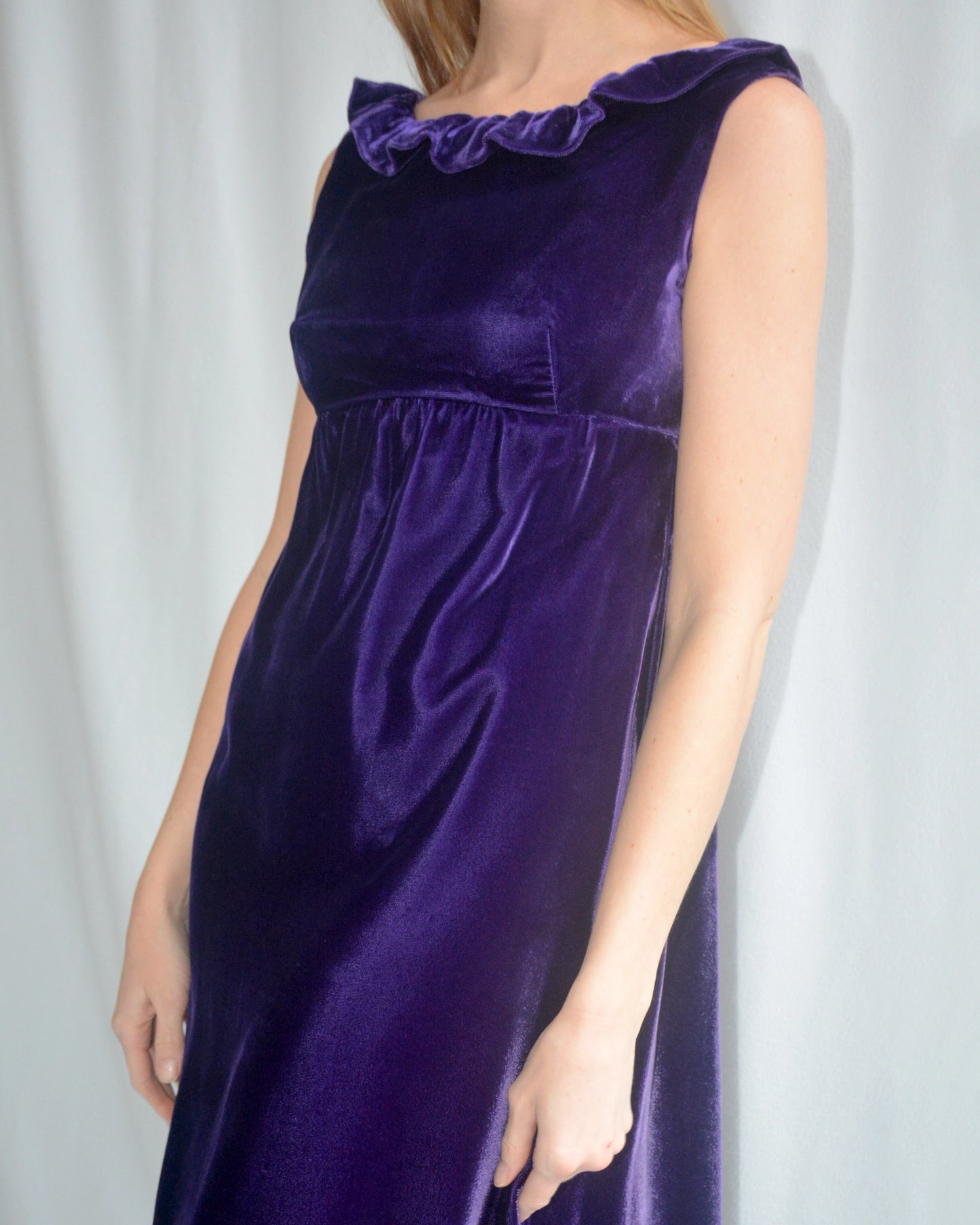 Vintage 1960s Empire Waist Velvet Column Dress