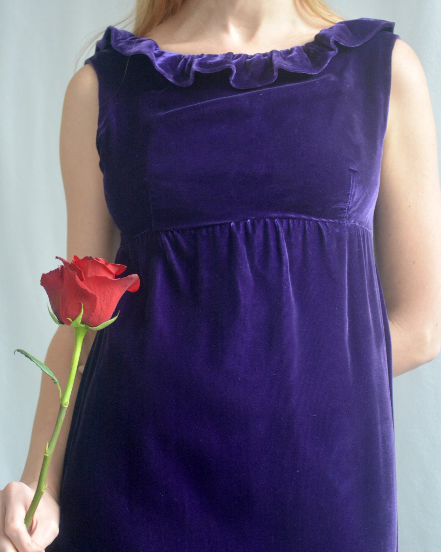 Vintage 1960s Empire Waist Velvet Column Dress