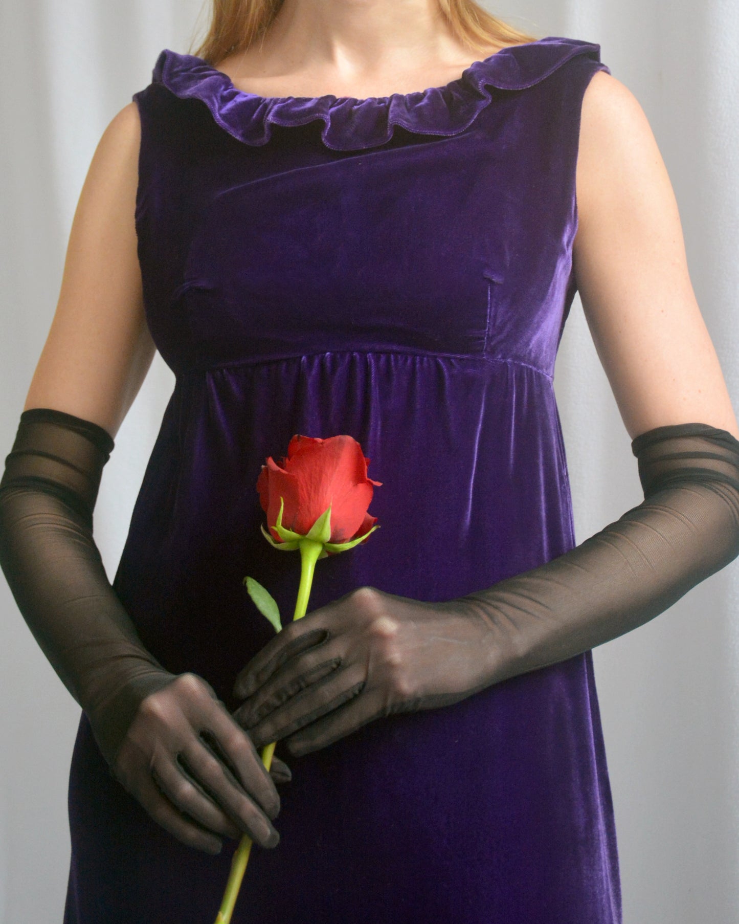Vintage 1960s Empire Waist Velvet Column Dress