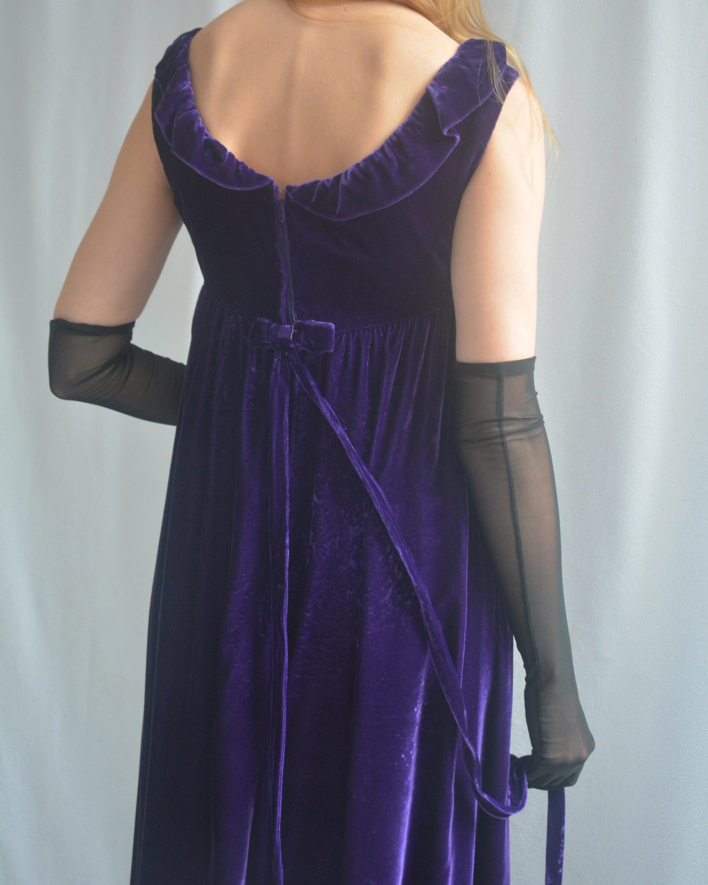 Vintage 1960s Empire Waist Velvet Column Dress