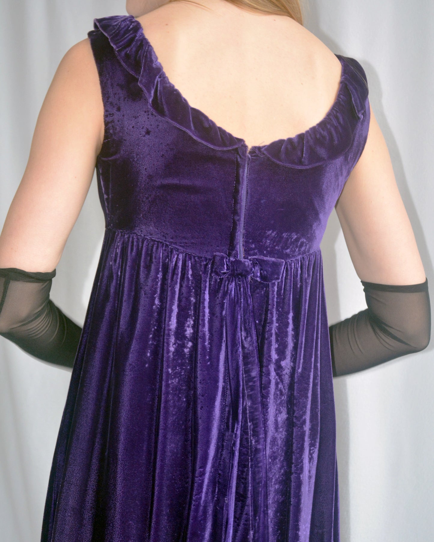 Vintage 1960s Empire Waist Velvet Column Dress