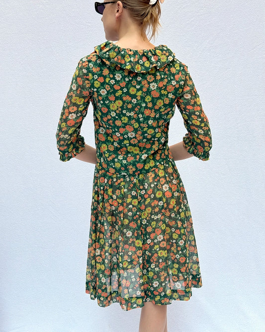 Vintage 1960s Floral Voile Skirt Set