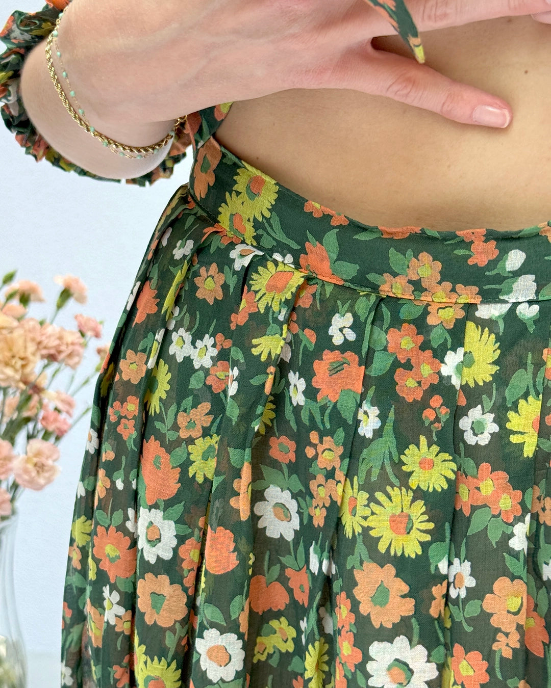 Vintage 1960s Floral Voile Skirt Set