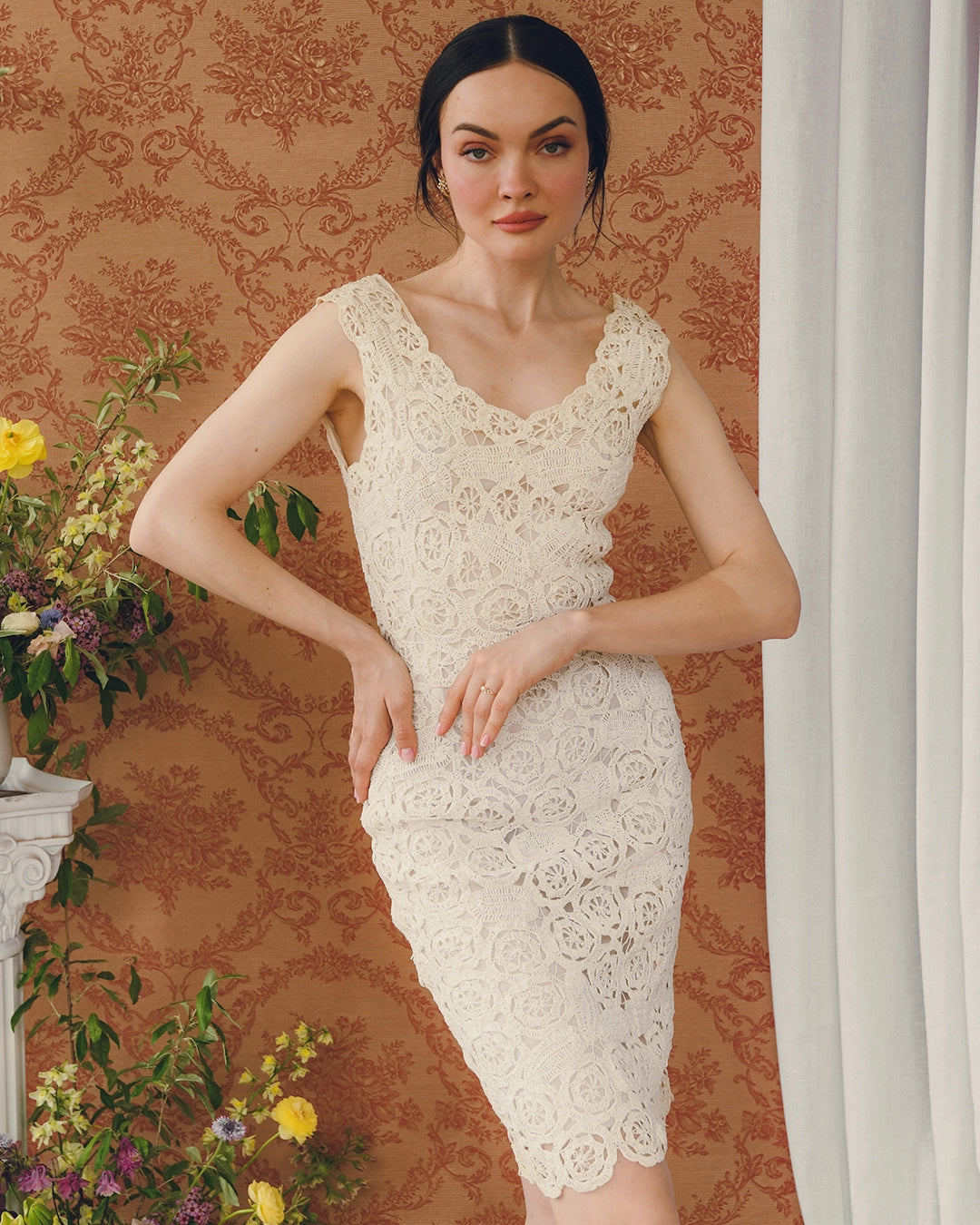Vintage Italian Crochet Raffia Wiggle Dress