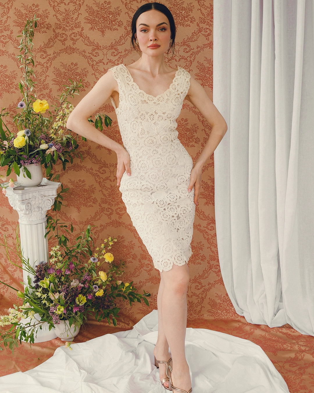 Vintage Italian Crochet Raffia Wiggle Dress